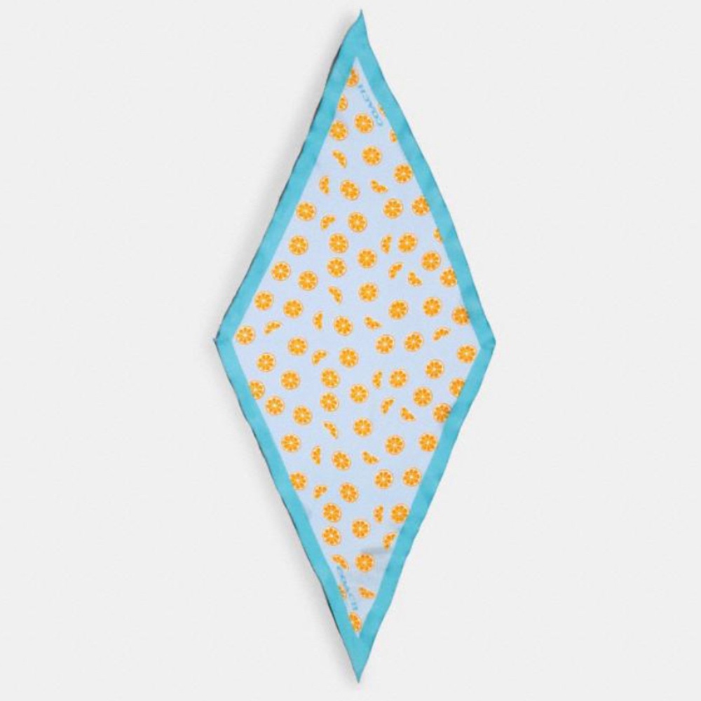 NEW! COACH “Orange Slices” Silk Diamond Scarf, NWT